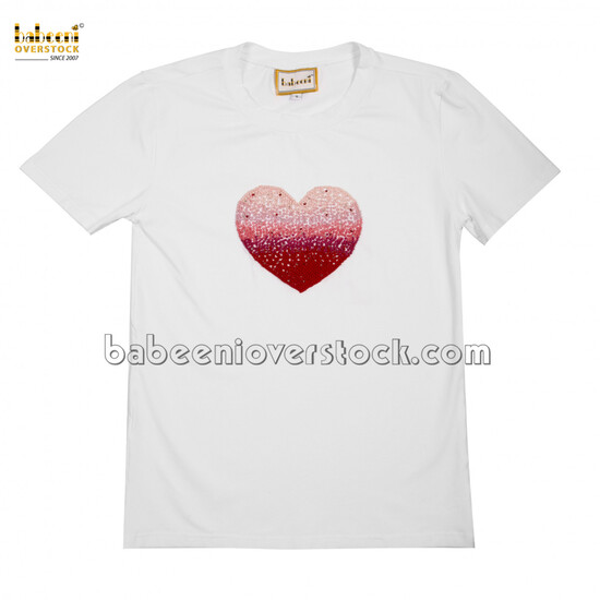 Hand-embroidery big heart women T-shirt - BB2215
